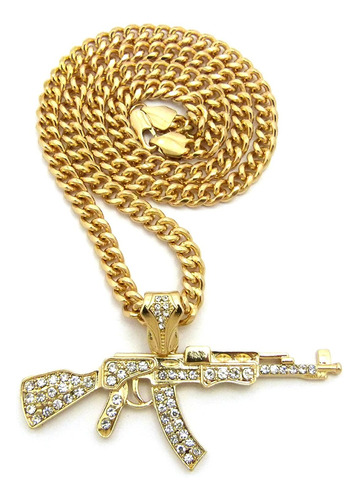 Collar De Cadena Cubana De Estilo Hip Hop Ak47 Con Colgante 