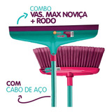 Combo Vassoura Max Cerdas Multiuso + Rodo Ballena C/ Cabo