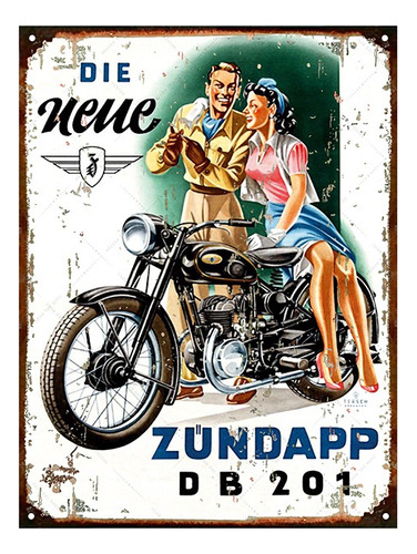 Cartel De Chapa Publicidad Antigua Moto Zundapp Y256