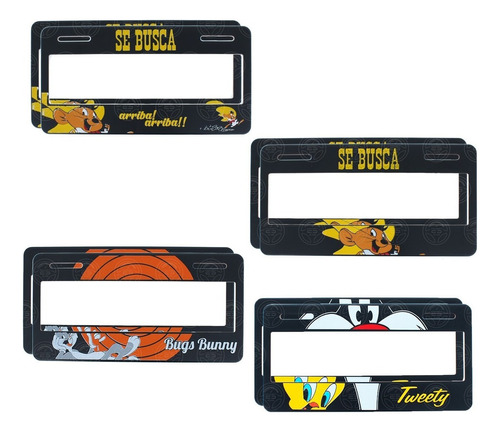 Par Marco Portaplacas Plastico Impreso Figuras Looney Tunesf Color Speedy Arriba