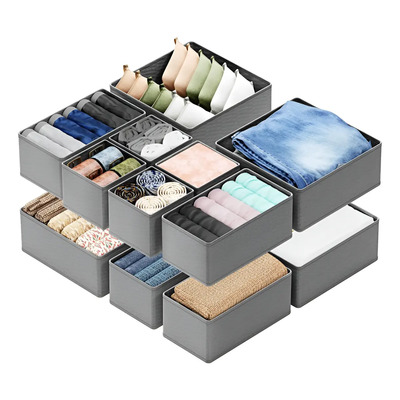 12 Organizador De Ropa Interior Plegable Para Cajones Cajas Color Gris | Meses sin interés