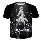 Playera De Manga Corta Con Impresión 3d Nier:automata