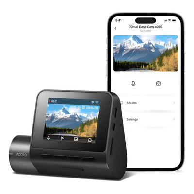 70mai A200 Cámara de Auto Frontal HD 1080P 60FPS, Dash Cam HDR, Vigilancia de Estacionamiento 24h, Detección de Colisiones y Control por App, Ideal para Seguridad Vehicular(NO Incluye Trasera RC11) | Meses sin interés