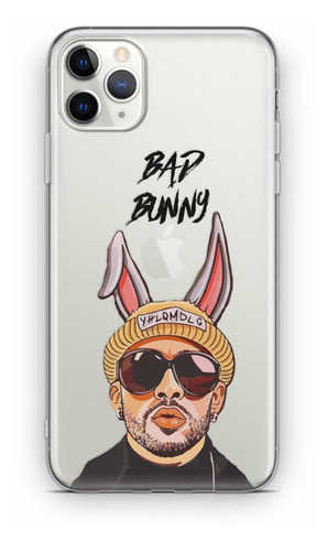 Funda Para iPhone Uso Rudo Transparente Bad Bunny Face