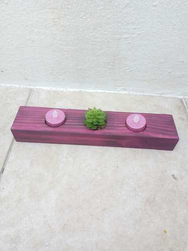 Porta Velas Tipo Vintage En Madera Quemada De Pino