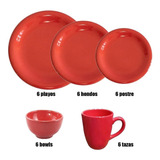 Set Cocina 30 Vajilla Ceramica 18 Platos  6 Bowls  6 Tazas  