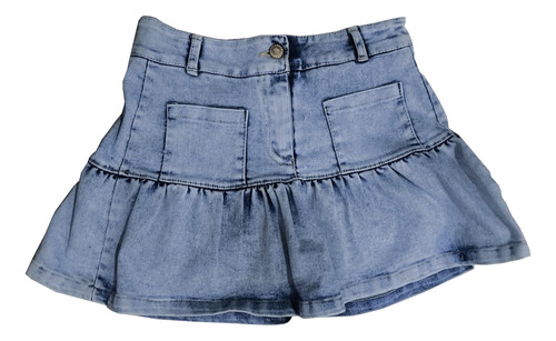 Falda Short Denim Mezclilla Con Bolsas