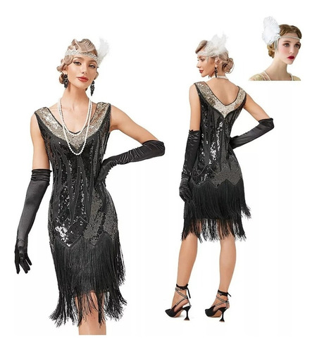 Vestido De Baile Gatsby Vintage Com Franjas E Lantejoulas
