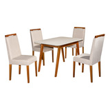 Conjunto Mesa Jantar 4 Lugares Cadeiras Atlanta Pés Madeira