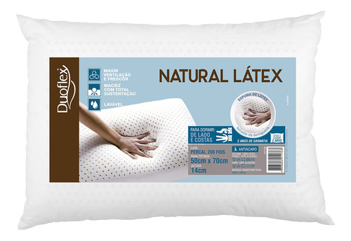 Travesseiro Natural Látex 50x70x14 Duoflex Aproveite