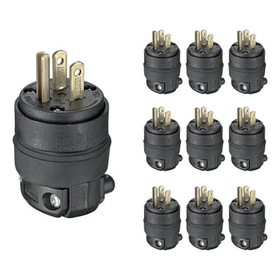 Pack 10 Clavija De Hule Uso Rudo Negra 515pr-000 Leviton | Envío gratis