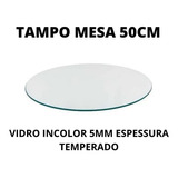 Tampo De Vidro 50cm X 5mm Para Mesa Temperado Transparente Cor Incolor