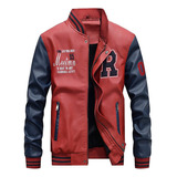 Chaqueta Informal Uniforme Béisbol Cuero Hip Hop Para Hombre