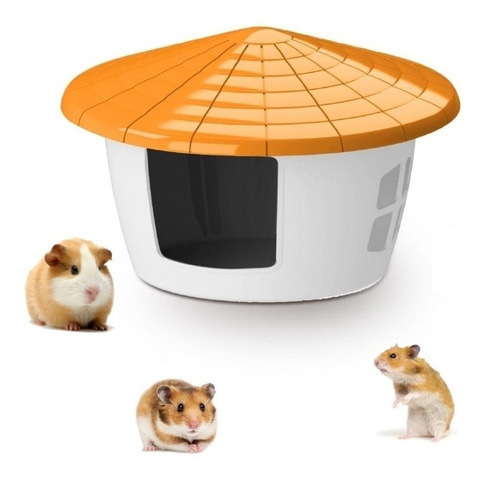 Casinha Para Hamster Branca E Laranja Pet Injet