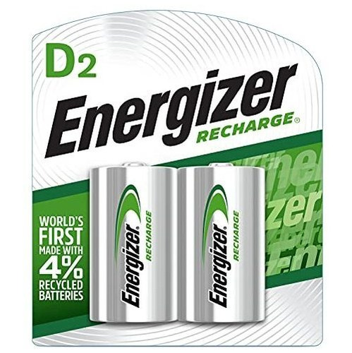 Energizer Pilas Recargables, Nh50bp-2, D, Verde Y Plateado,