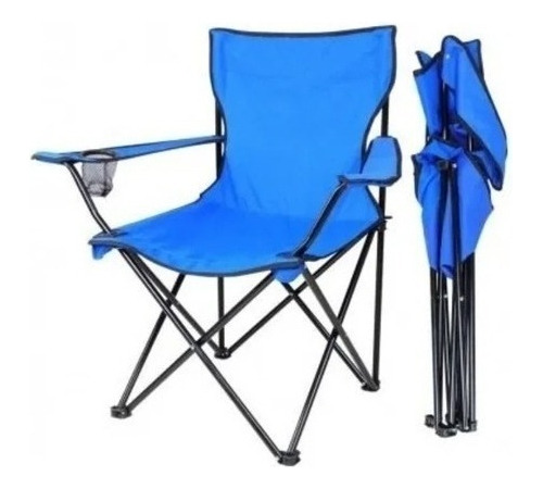 Silla Plegable Camping Playa Picnic Con Porta Vasos Color Az