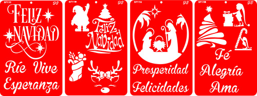 Stencil De Navidad Año Nuevo 20x30 (4 Plantillas ) F11
