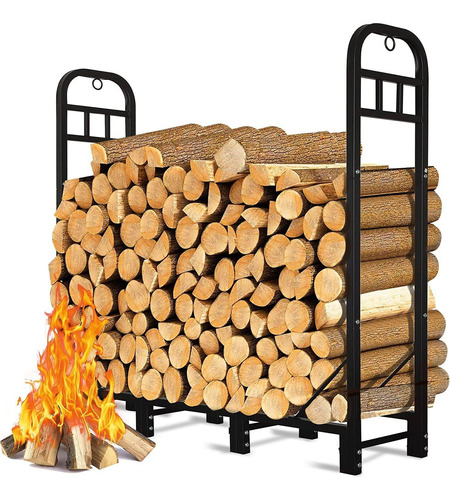 Greener 4ft Firewood Rack Outdoor Heavy Duty Wood Rack Fo...