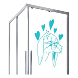 Adesivo Para Vidro Box  Azul Desenhos Coelho Apaixonado