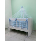 Tul Mosquitero Con Dosel Soporte Laqueado Para Cuna 120x60