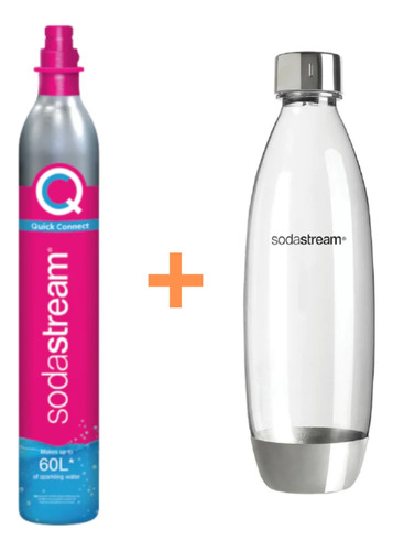 Cilindro Nuevo Sodastream Co2 60l + Botella Metal Fuse 1 Lt.