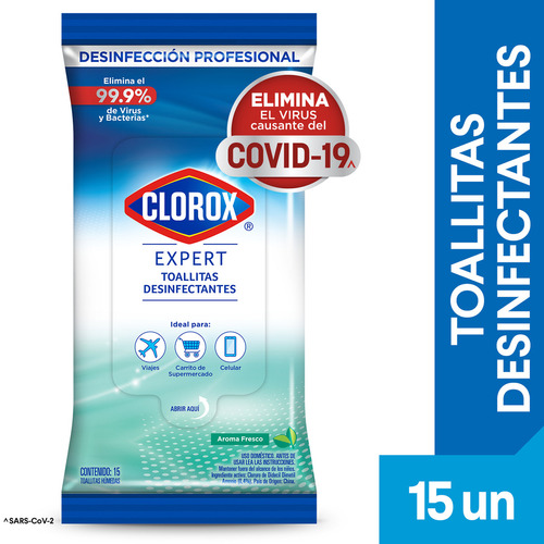 Toallitas Desinfectantes Clorox Expert Aroma Fresco 15 Toallitas