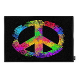 Felpudo Hosnye Love And Peace Con Símbolos Hippie Con Dos De