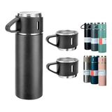 Set Termo Vaso Térmico Acero Inox 500ml + 3 Tazas Tapa X L