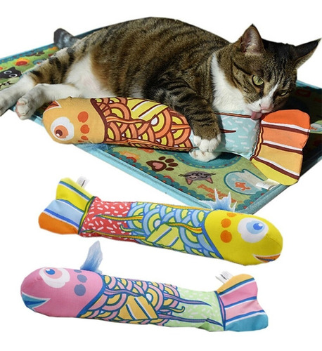 Pez Juguete Gato Cojín Pescado Grande Suena Interactivo 38cm