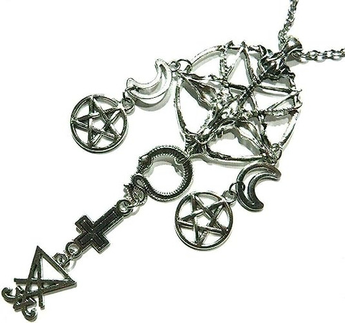 Collar Cruz Satánica Invertida Pentagrama Sigilo Lucifer Got