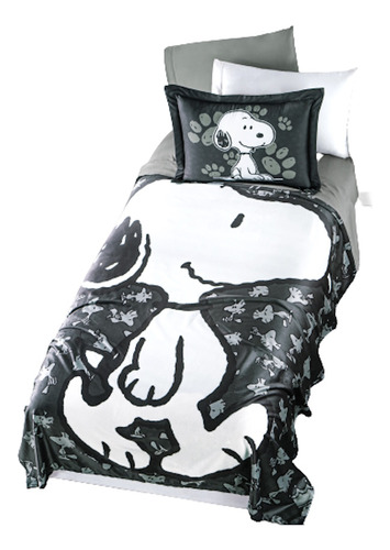 Cobertor Ligero Ultrasuave Snoopy Black Individual Concord