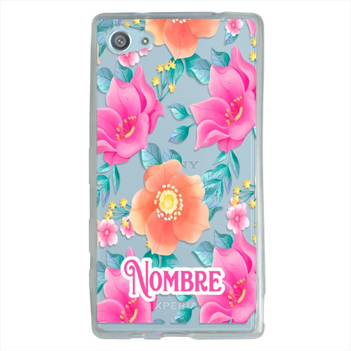 Funda Sony Xperia Flores Rosas Personalizada Con Tu Nombre