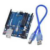 Placa Atmega328 + Cabo Usb Compatível Com Arduino Uno R3 Rv3