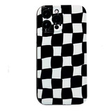 Case Funda Retro Blanco Y Negro Para iPhone Con Pop Socket