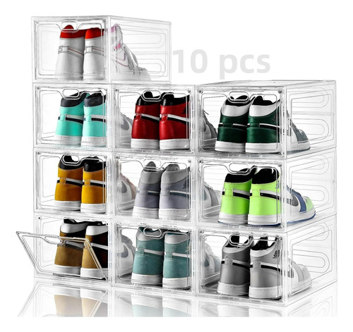 Cajas Apilables Transparentes Plásticas P/zapatos, 10 Piezas