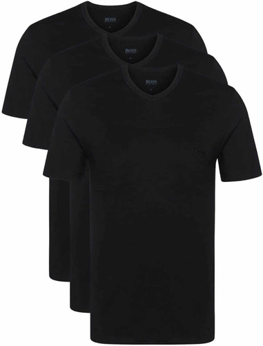 Camiseta Boss Cuello V 3 Pack Color Negro 100% Original