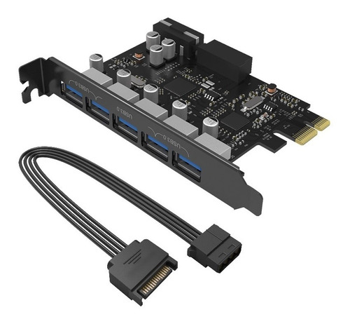 Placa Pci-e Usb 3.0 5 Portas Orico + Cabo De Energia.