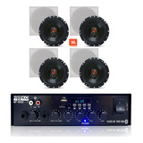 4 Caixas Som Embutir+ Falante 6p Jbl + Amplificador Mf9000