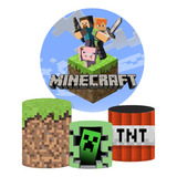 Fundas Sublimadas Minecraft Circula R Aro 2m Y 3 Cilindros 