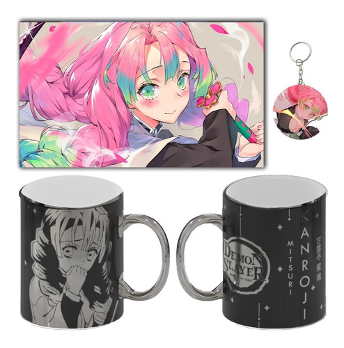 Cuadro Decorativo + Taza + Llavero Kimetsu No Yaiba Variedad