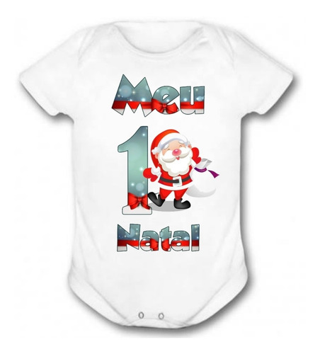 Body Infantil Bebê Roupa Primeiro Natal Papai Noel Promoção