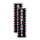 Kit 2 Banners Barbearia Barbeiro Barba Serviço Lona 100x30cm