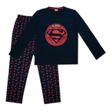 Pijama Hombre Algodon Invierno Hombre Acero Logo Rojo