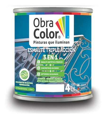 Esmalte Sintético Obra Color Colores X 4 Litros