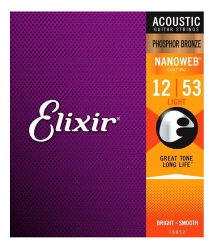 Elixir Phosphor Bronze 12-53 Cuerdas Guitarra Acústica 16052