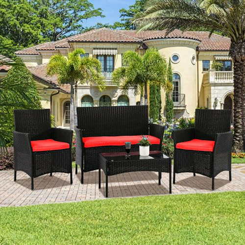 Conjunto Muebles Patio Rattan 4pz Compatible Con Exteriores.