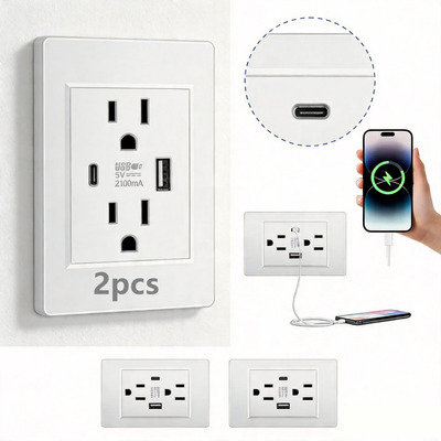 Contacto Doble Toma Corriente Con Puertos Usb Y Tipo C 2pc | Envío gratis