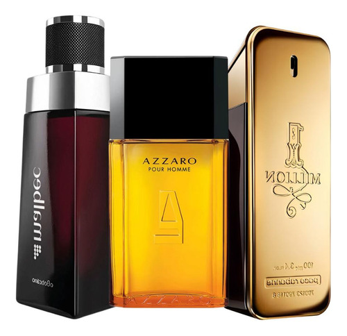 Kit 3 Perfumes Forte Para Homem Intenso Malbec, Azzaro E One Million