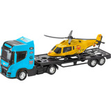 Brinquedo Caminhão Grande Top Truck Com Helicóptero 52cm
