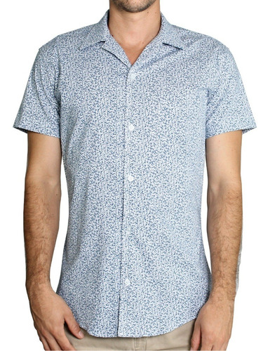 Camisa Estampado Flores Algodón Elástico Manga Corta